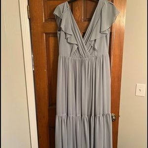 Dusty Blue Vera Wang Davids Bridal Bridesmaid Dress.